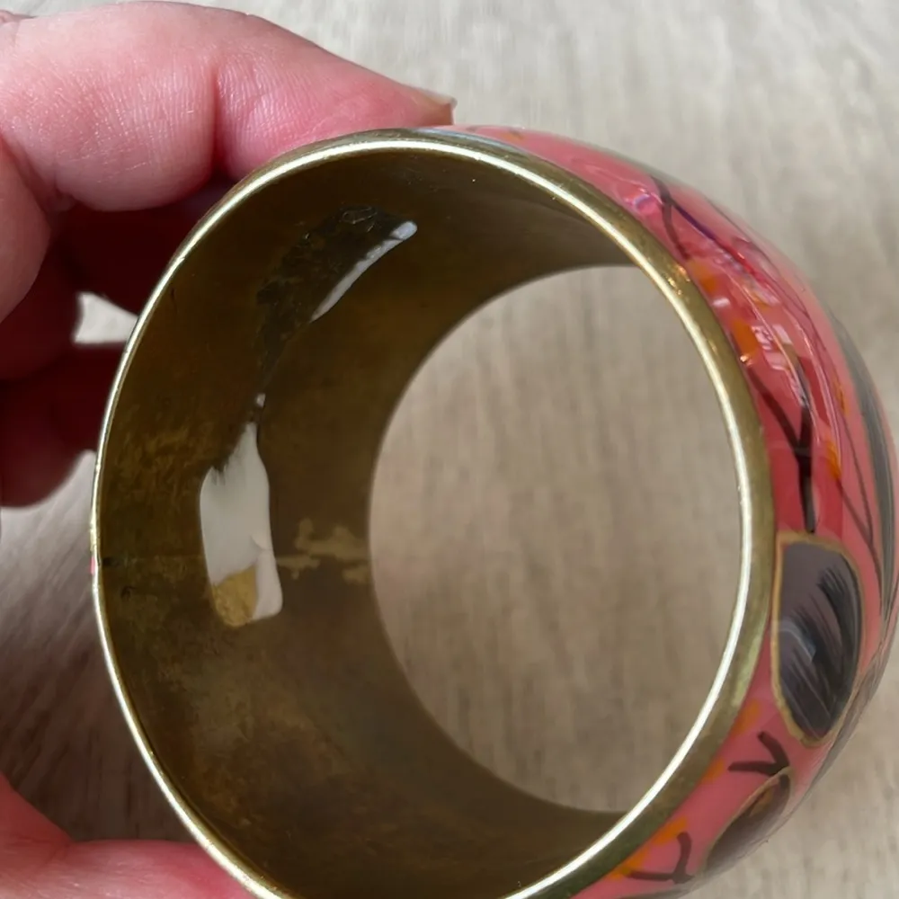 Hand painted brass extra wide bangle bracelet - Image 3