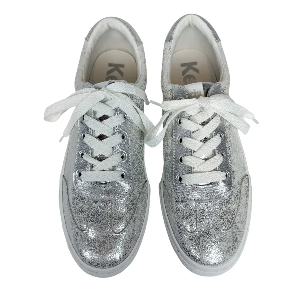 Keds‎ Jump Kick T-Toe Distressed Metallic Lace Up Sneaker Shoe Silver Size 9 - Image 3