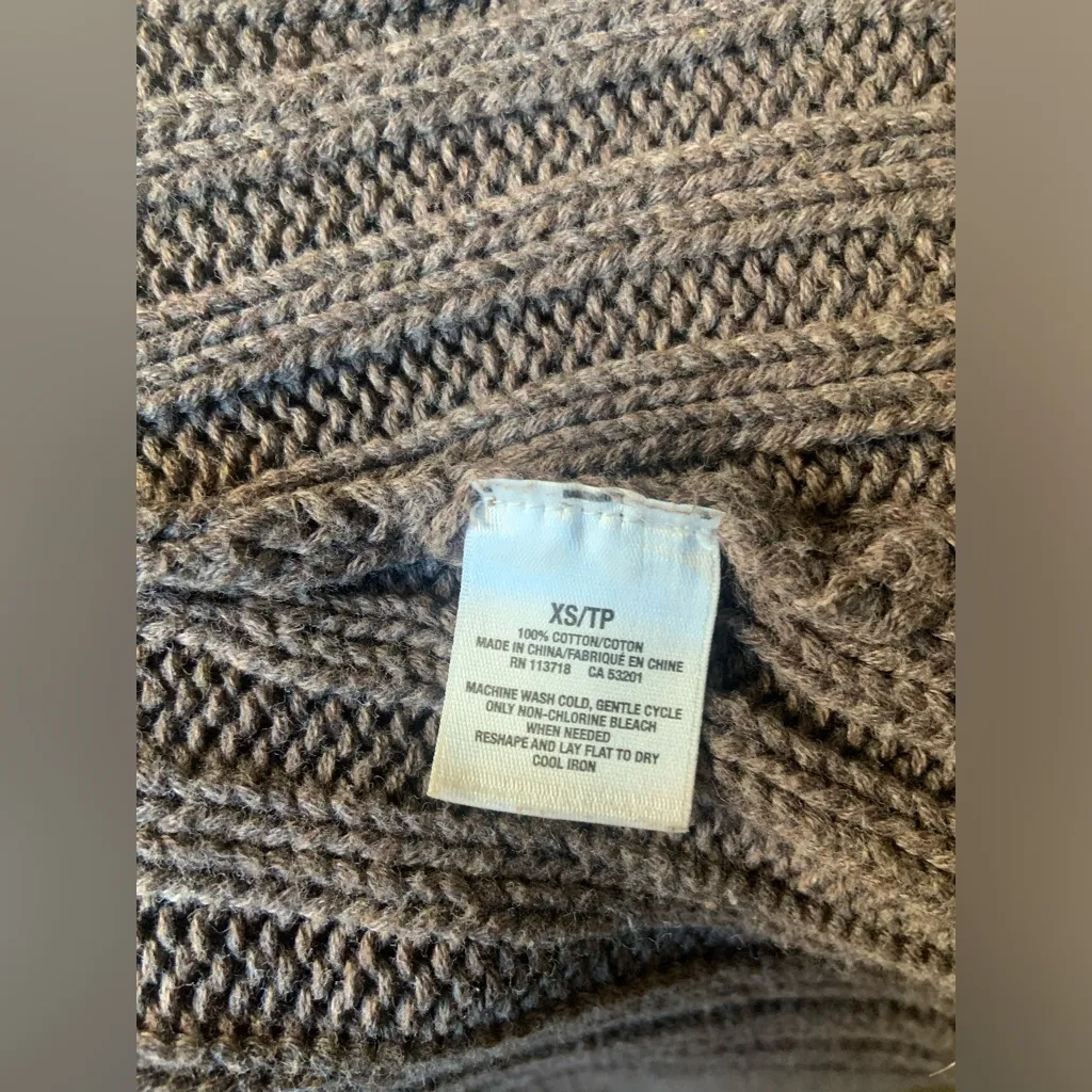 Aeropostale Y2K Sz XS Short Sleeve Cable Knit Crop Cardigan Taupe Indie Cottage - Image 6