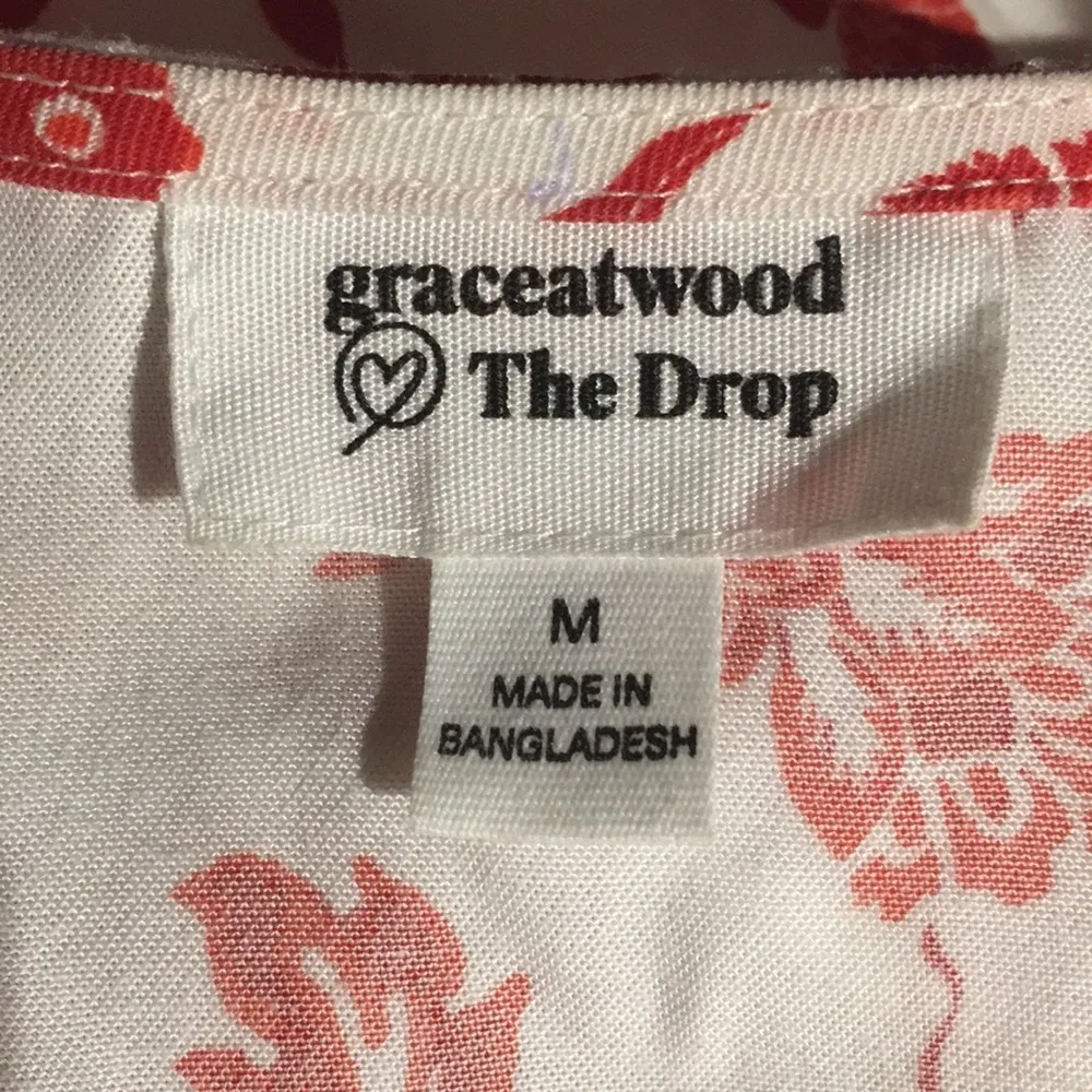 Grace Atwood The Drop Ivory Floral Blouse Size Medium Red - Image 5