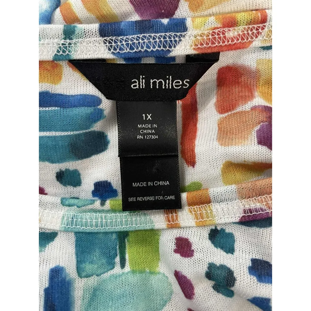 Ali Miles Size 1X Top Blouse Colorful Abstract Art to Wear - Image 7