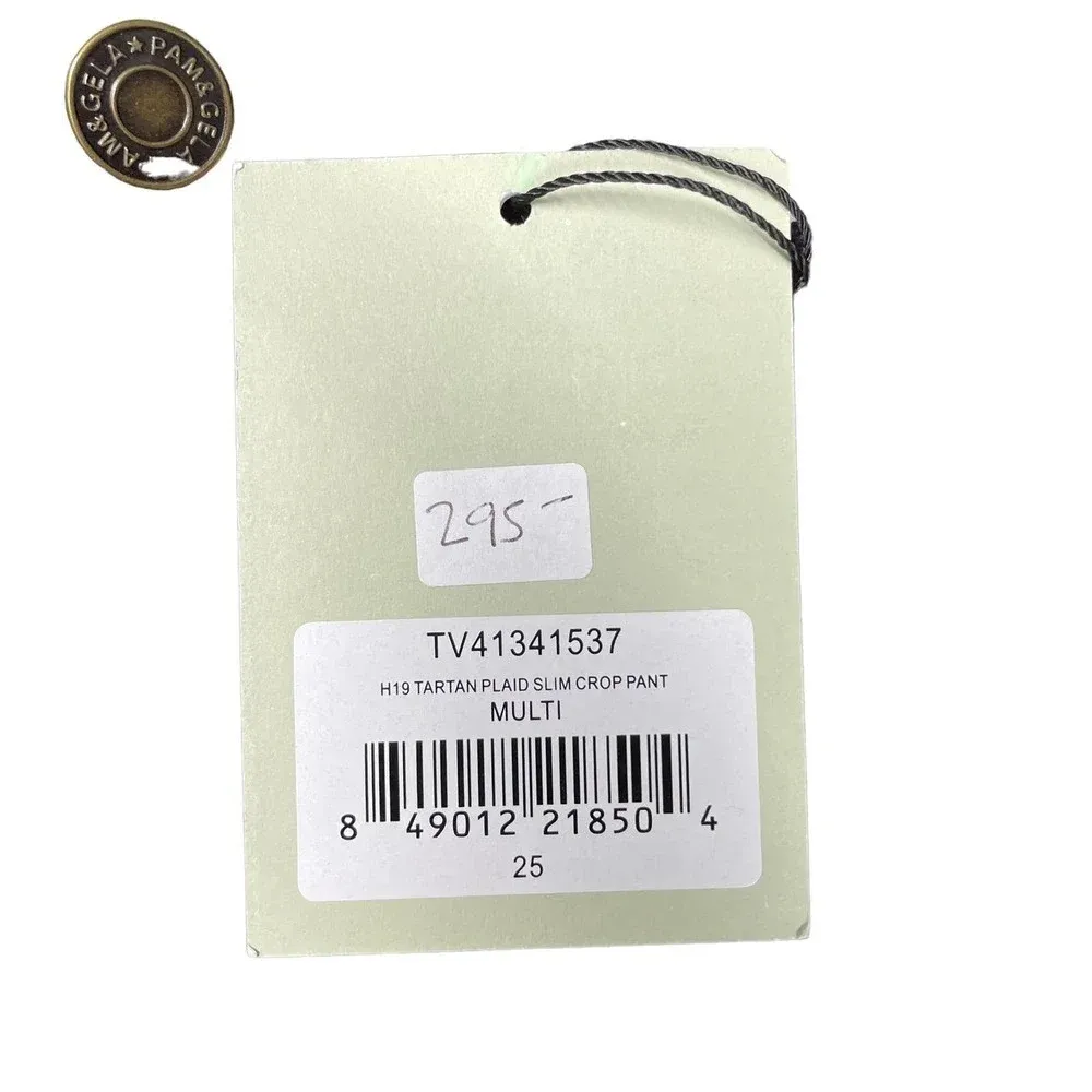 Pam & Gela  Tartan Plaid Slim‎ Crop Pant Red Multi Size 25 - Image 13