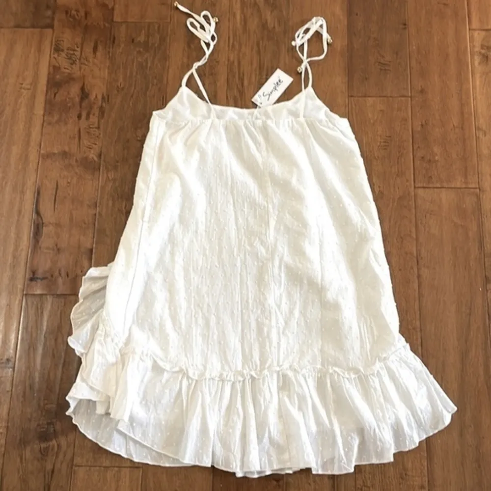 NWT - Simplee White Textured Ruffle Spaghetti Strap Mini Dress - Image 4