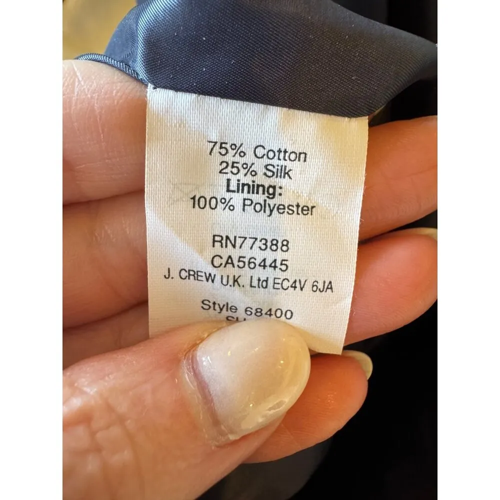 J Crew Collection Pants Women 2 Navy Blue Silk‎ Blend Ivory Stripe Side Preppy - Image 9