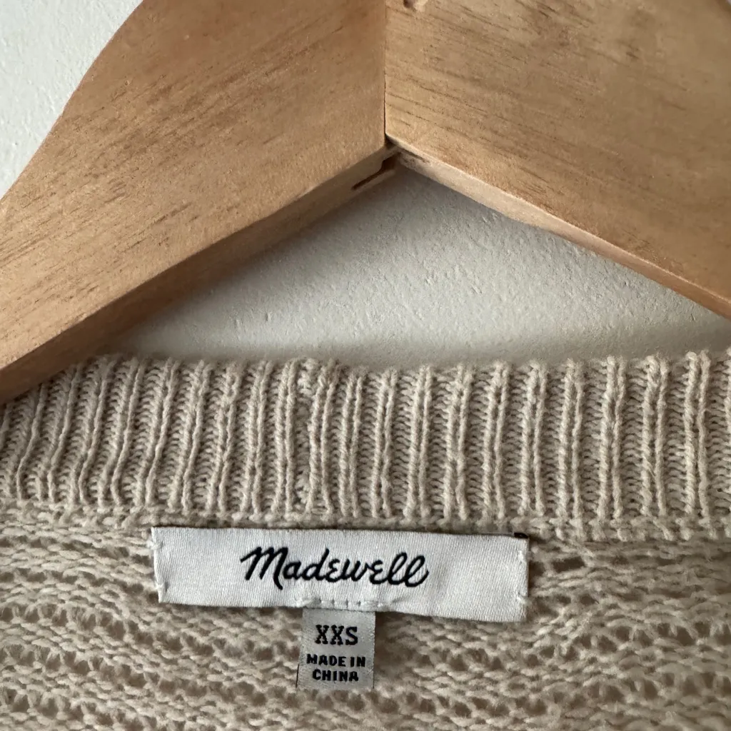 Madewell Seabank Open Front Knit Cardigan Sweater Oatmeal Beige - Image 7