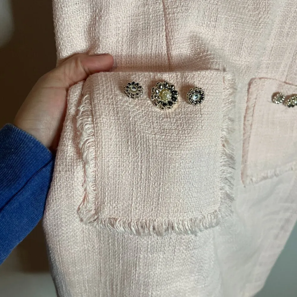 Karl Lagerfeld Women's Pink Sleeveless Tonal Tweed Pocket Sheath Dress - Image 4