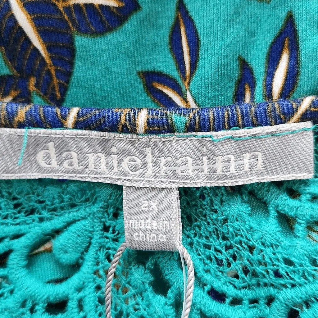 Daniel Rainn Turquoise Blue Floral Blouse NWT Size 2X Plus Size Blue Blouse - Image 6