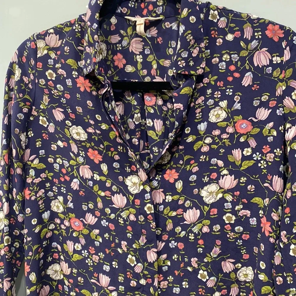 Rebecca Taylor Women's Blouse Top Floral Garden Tapestry 100% Silk Long Sleeve 4 - Image 3