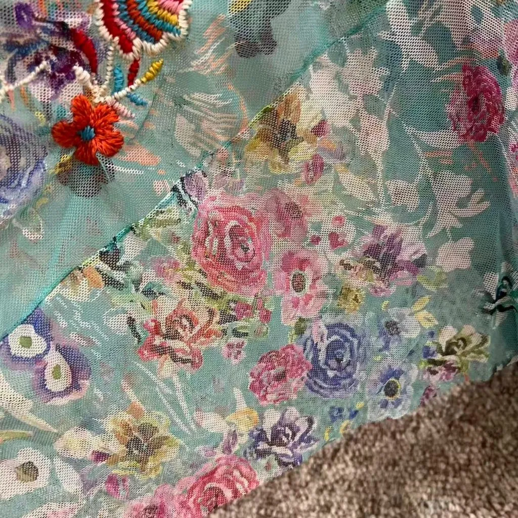 $458 NWT Johnny Was BIYA Forever Flower Floral Mesh Embroidered Maxi Dress S - Image 13