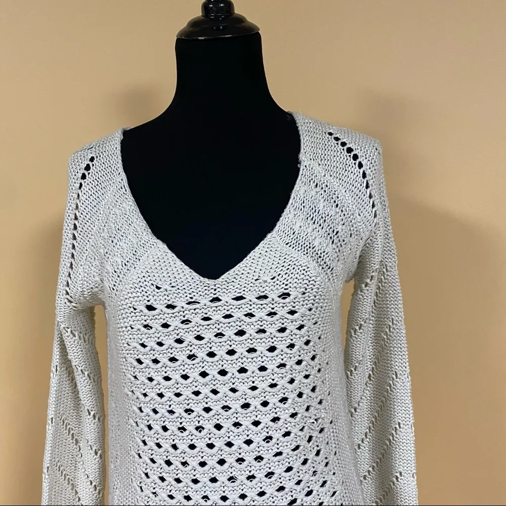 RDI Cream V Neck Knit Sweater Size S - Image 2
