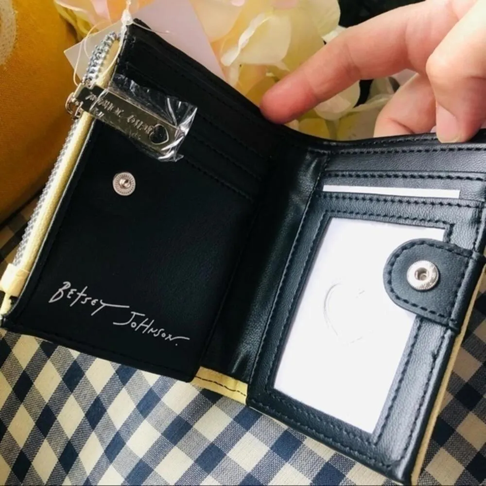 Betsey Johnson Yellow Bifold Snap Wallet with Bow Detail Silver Hardware NWT​ - Image 3