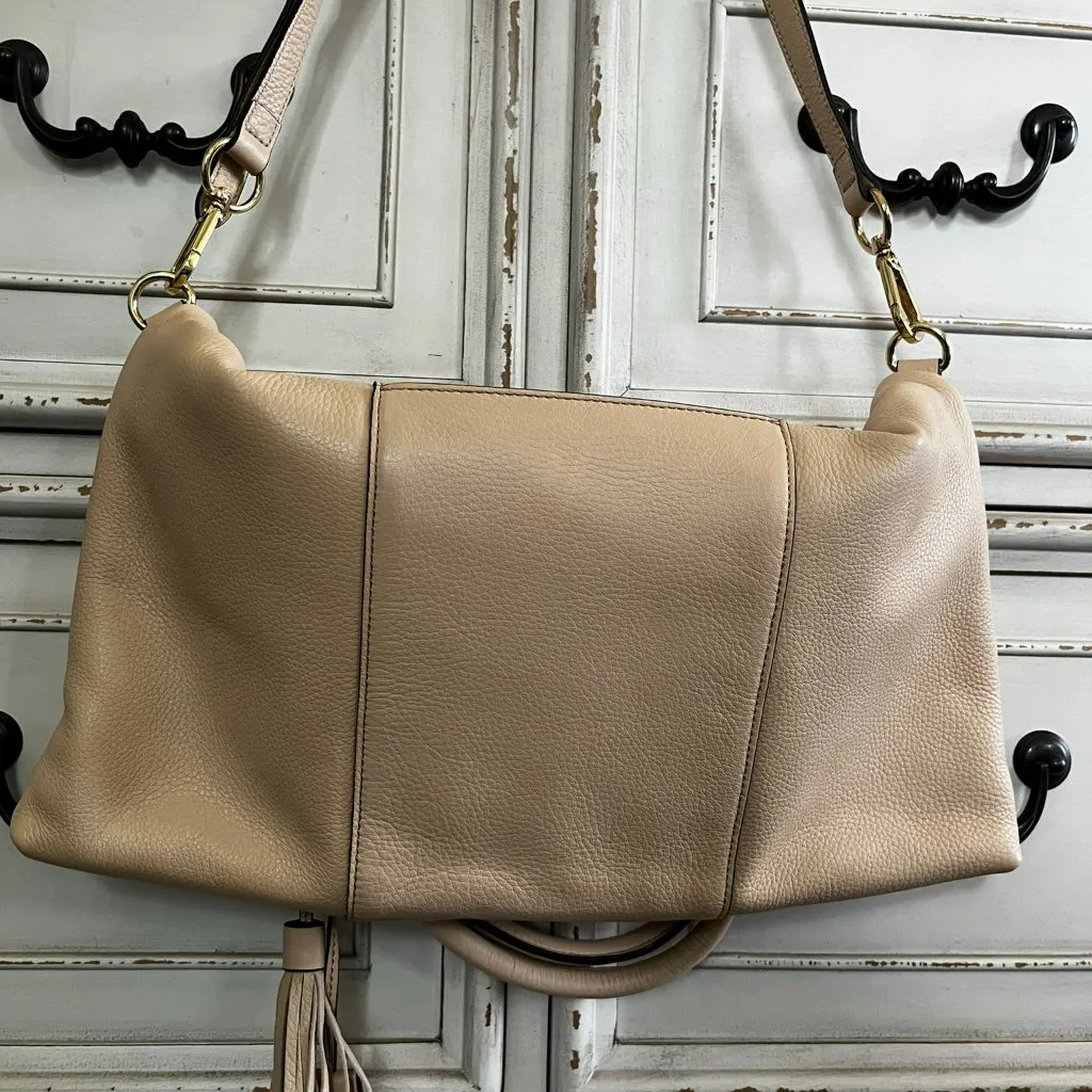 G.I.L.I Got it Love It Cream Pebbled‎ Leather Convertible Handbag Crossbody - Image 15