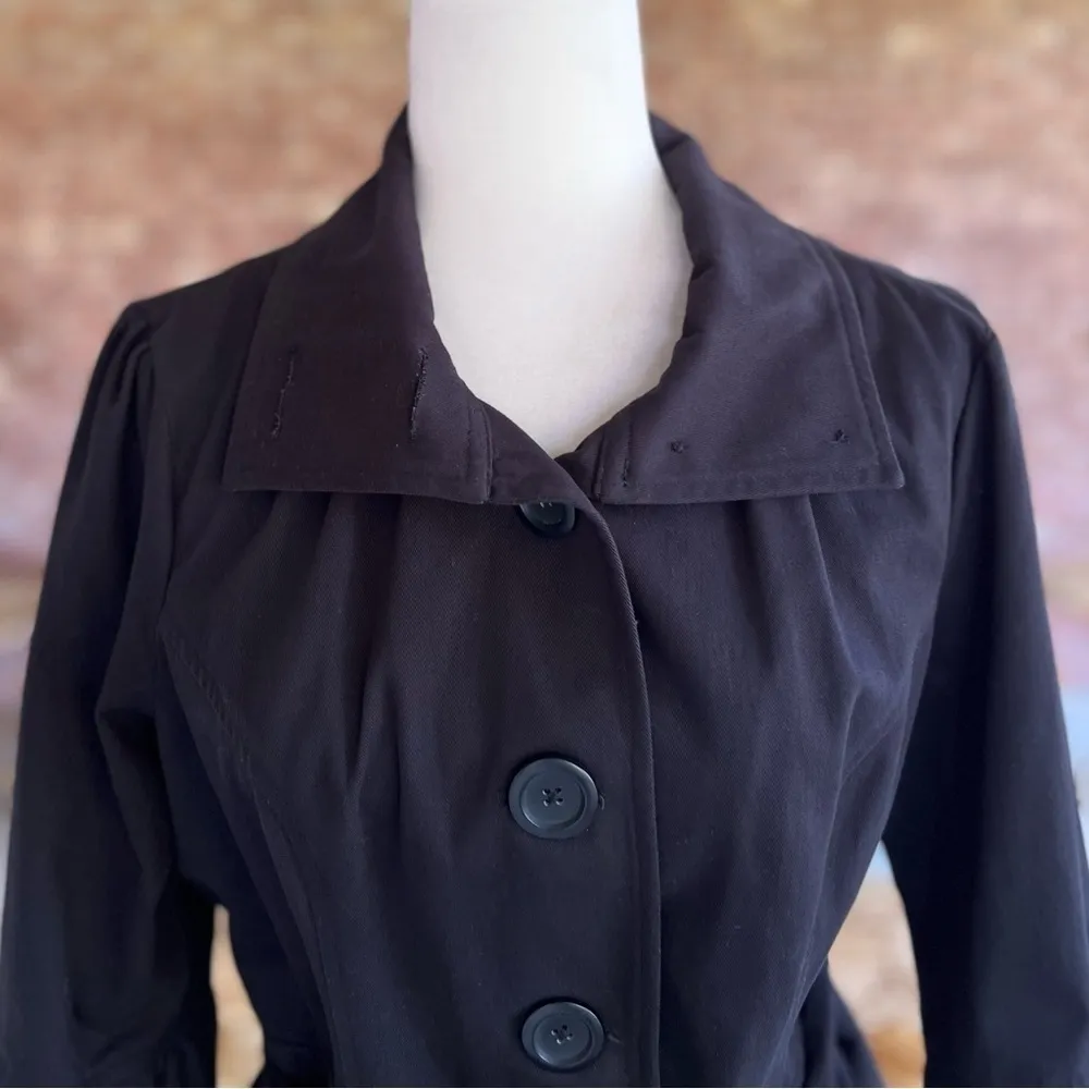 Guess  Jacket M Black Belted Peplum Bell Sleeve Lightweight - Image 3