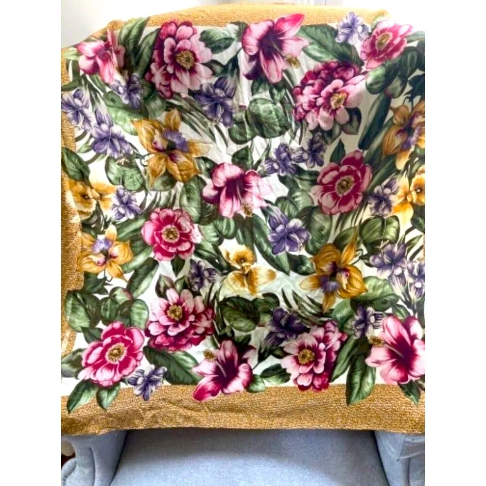 ECHO FLORAL SILK SQUARE SCARF Pink - Image 5