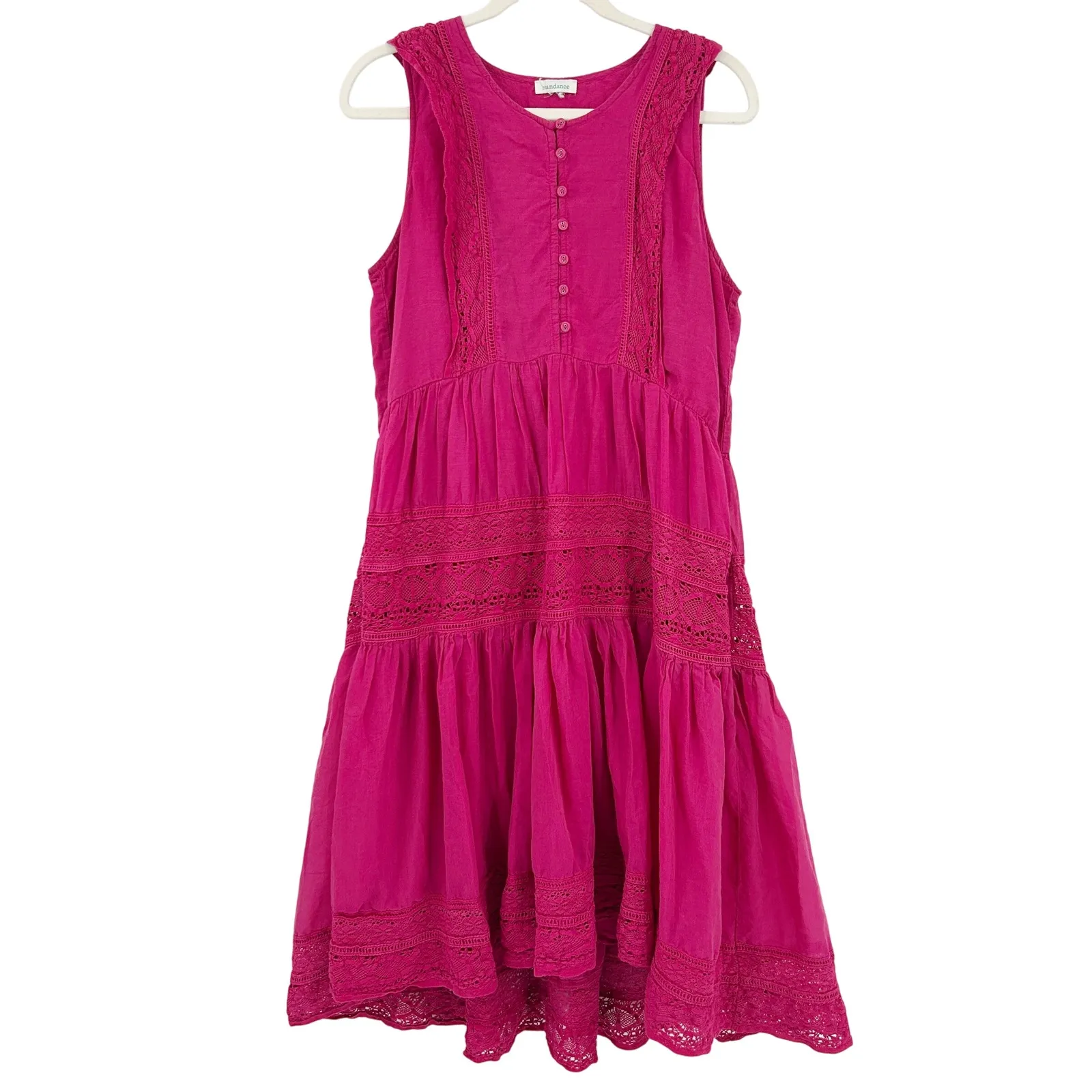 Sundance Womens Bright Tomorrow Western Boho Peasant Lace Crochet Midi‎ Dress - Image 4