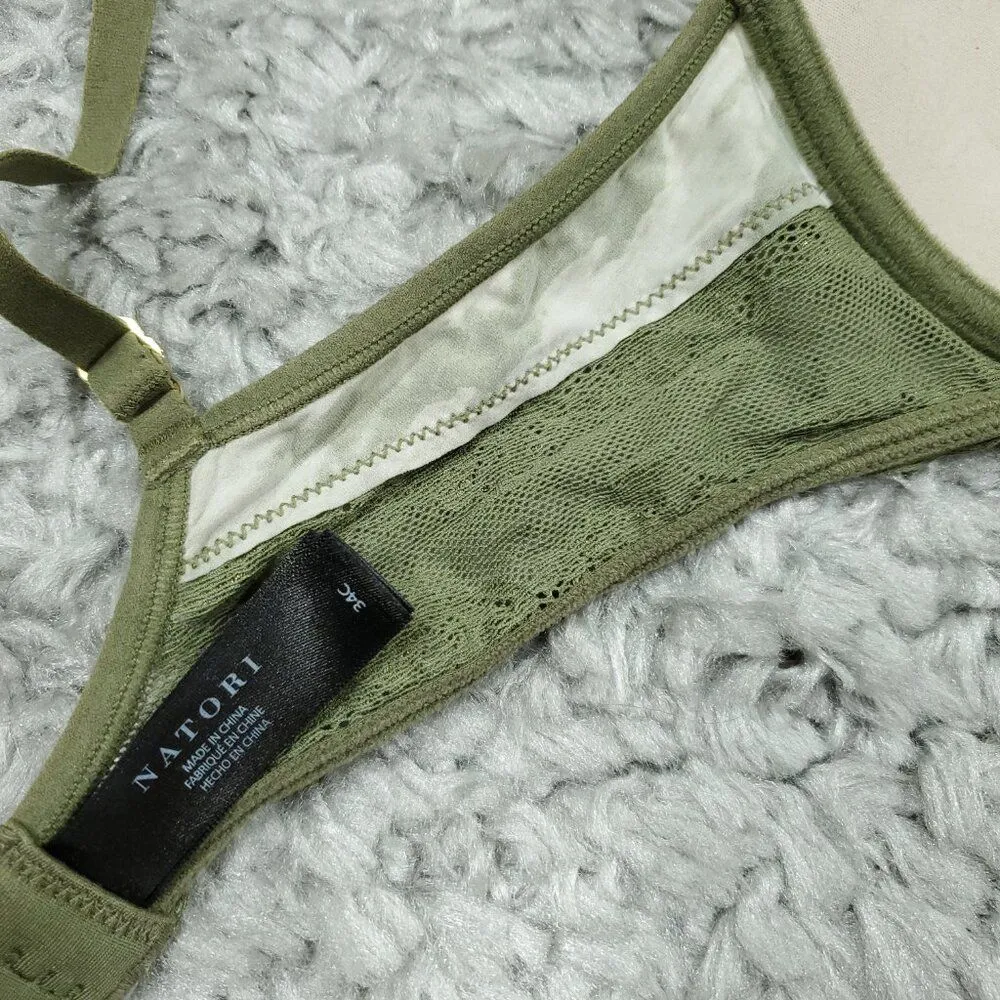 Natori Bliss Perfection Comfort Contour Underwire Bra Green 34C Sage Camo 721154 - Image 8