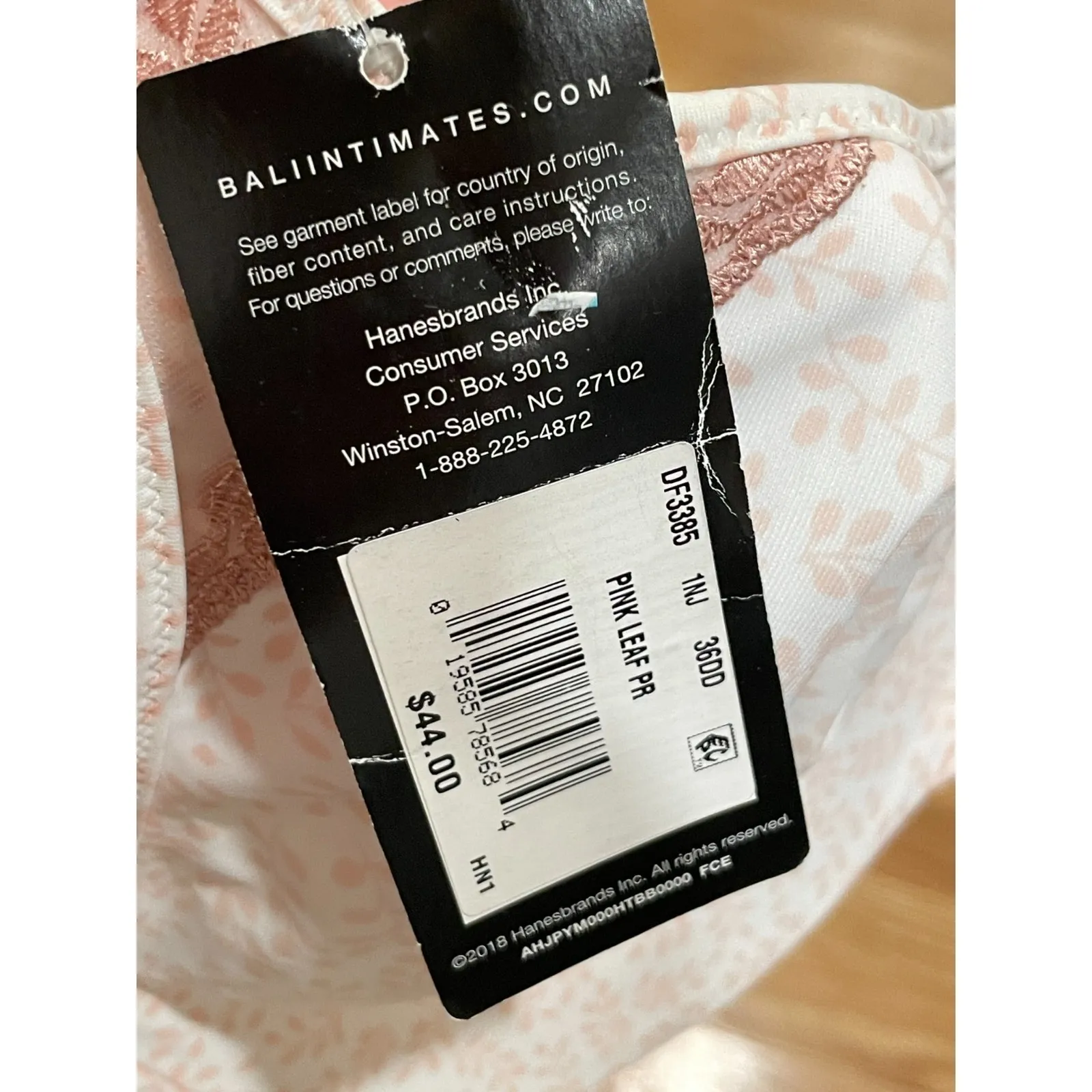 Bali Minimizer Bra Size 36DD Underwire‎ Comfort Straps White Pink Floral New - Image 2