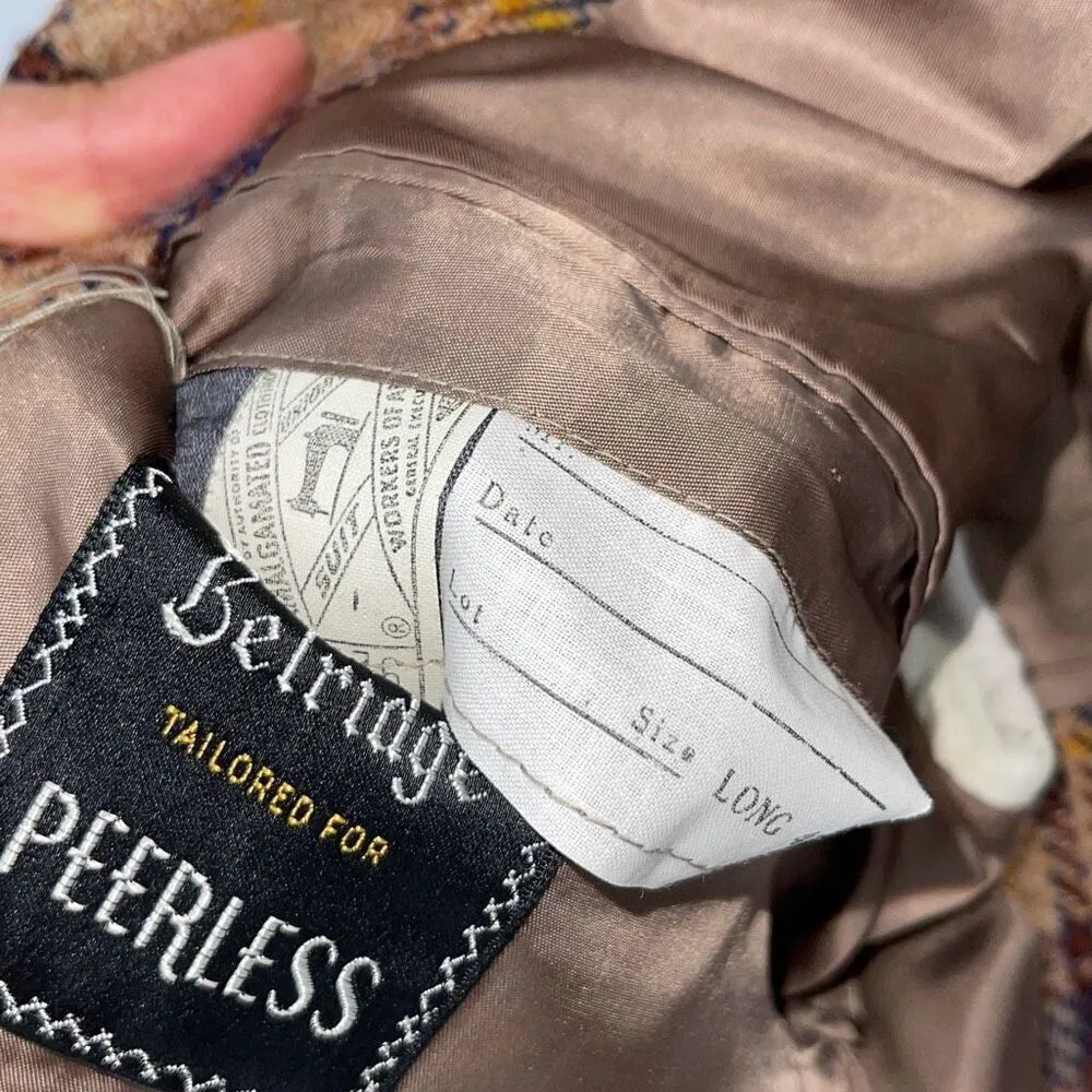 Vintage Belridge Peerless Pure Virgin Wool Blazer Sport Coat Jacket Plaid 41 Lon Tan Size undefined - Image 10