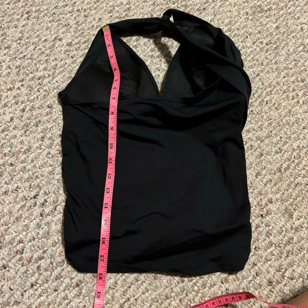 La Blanca Island Goddess Halter Tankini Ruched Top - Black- Size 6 - Image 8