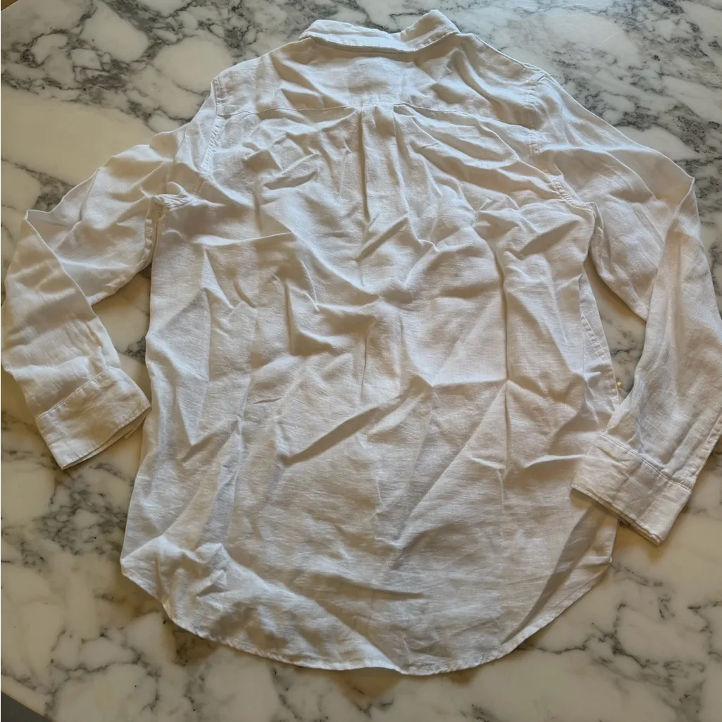 NWOT QUINCE women's 100% european linen long sleeve white shirt Sz XS - Image 4
