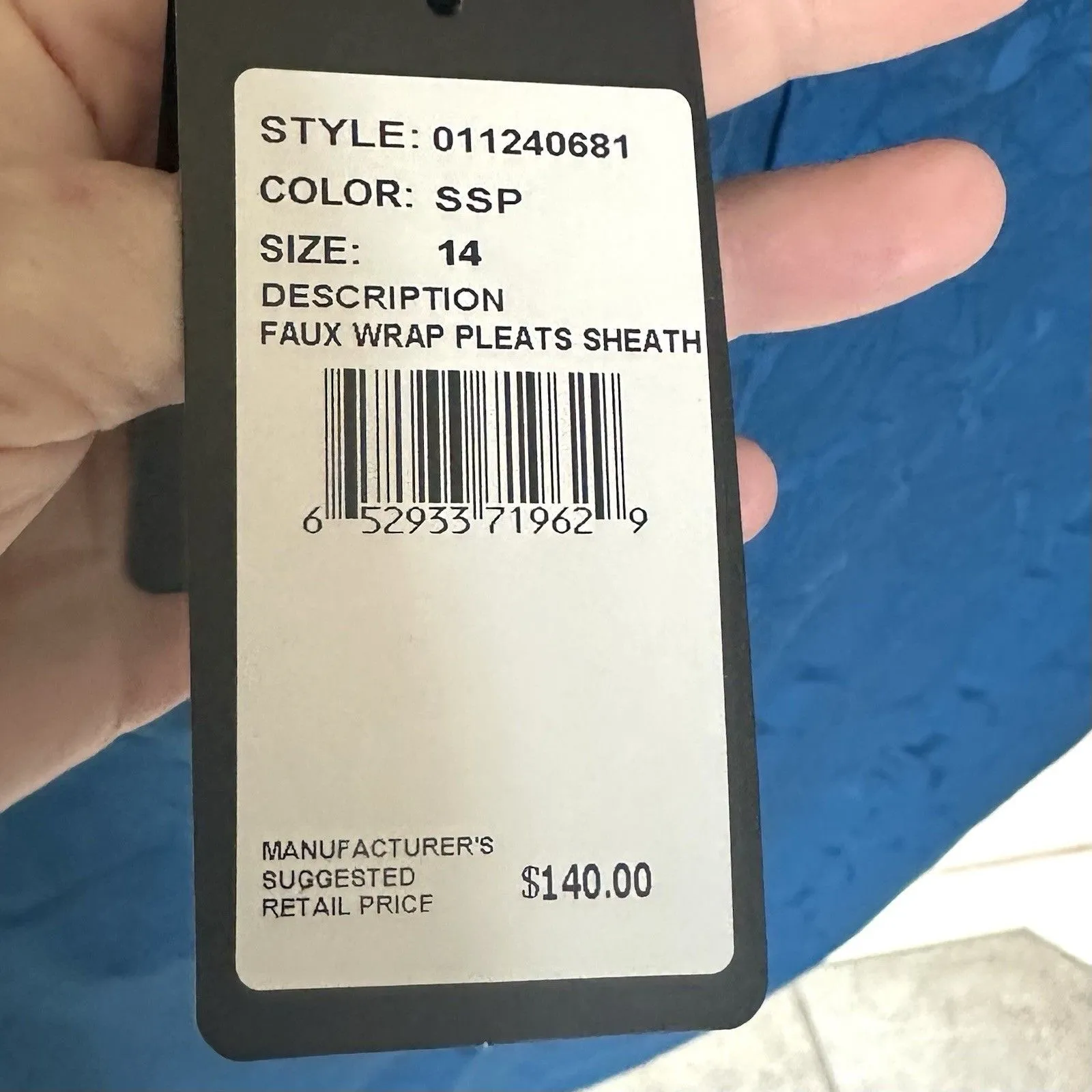 Adrianna Papell Dress 14 Pleated Sheath Midi Sleeveless Blue NWT - Image 6