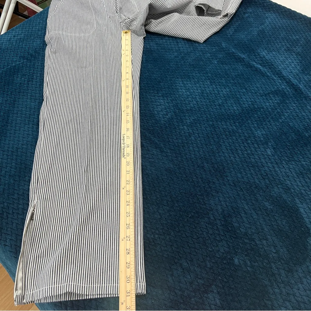 Norton Studio Twill Navy White Railroad Striped Ankle Zip Straight Leg Pants 8 Blue - Image 15
