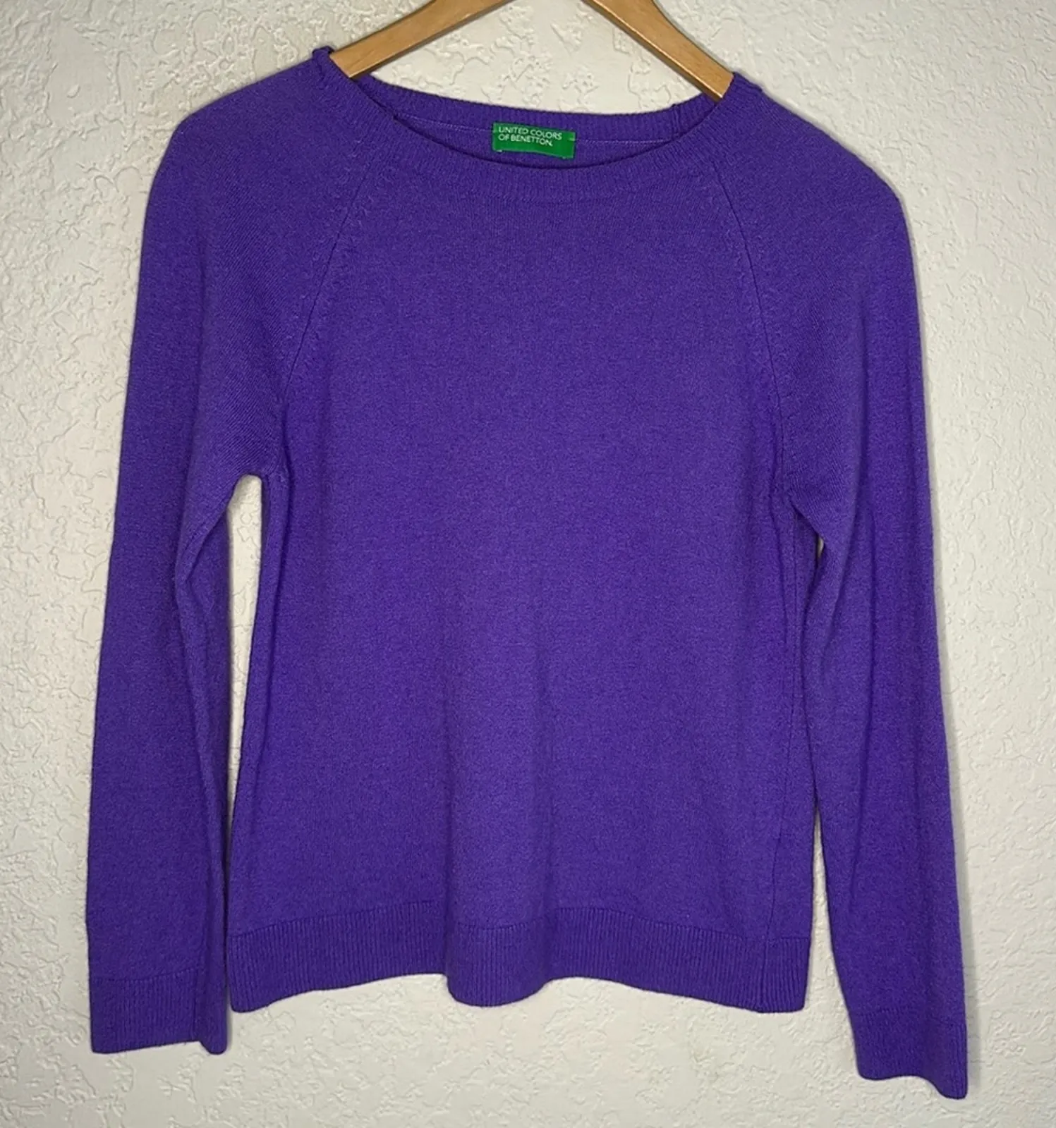 United Colors of Benetton Purple Wool Cashmere Blend Long Sleeve Sweater Preppy - Image 1