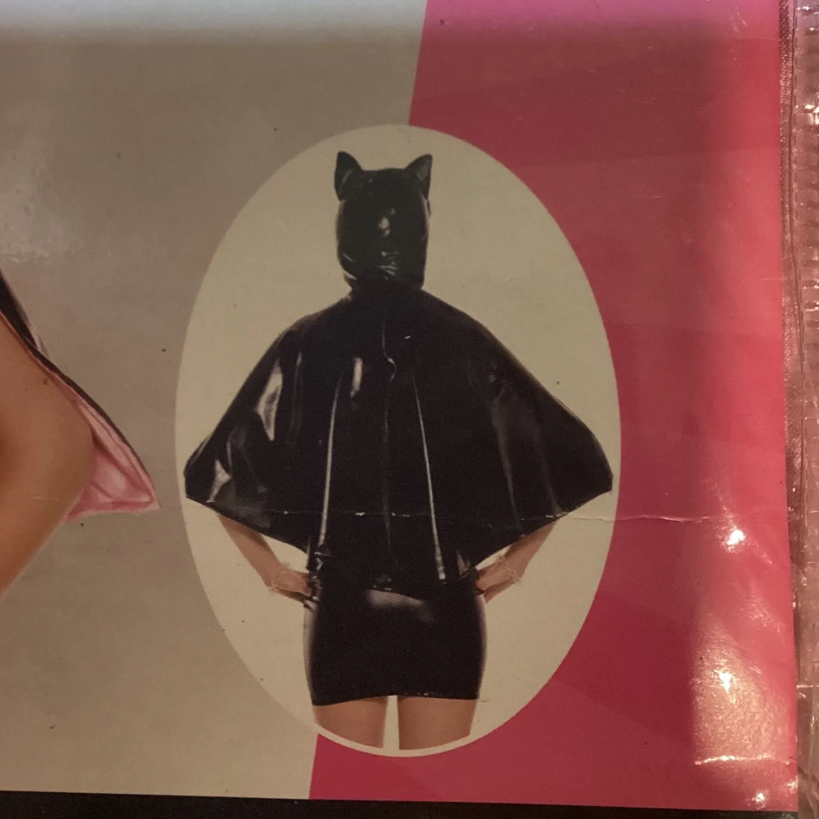 Wet Look Hooded Cat Cape Mask Halloween Costume Cosplay‎ OS - Image 3