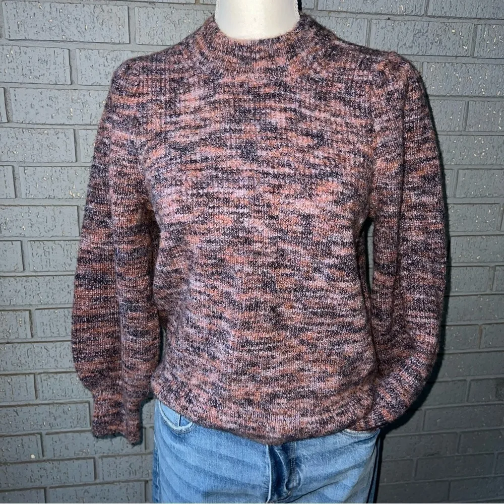 Madewell Wool Sweater Space Dyed Eaton Puff-Sleeve Pullover Size Small - Image 5