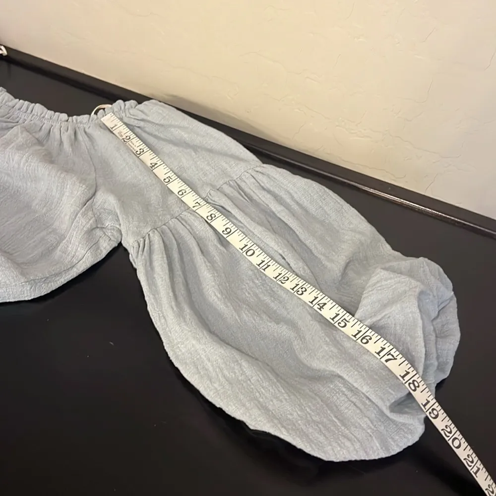 NWT Mustard seed Open Shoulder sage Waist Tie mini Dress, peasant sleeve, sz S - Image 11