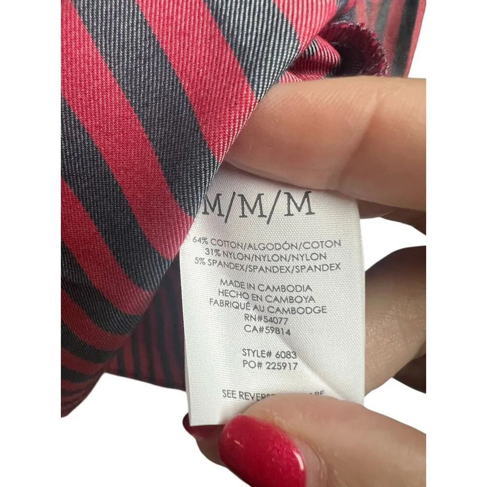 Cabi Regatta Tunic/Shacket Red Blue Striped Button Down Long Sleeve Medium - Image 8