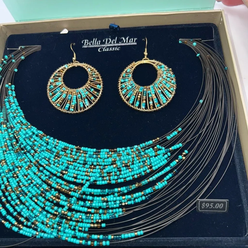 Bella‎ Del Mar Vintage Turquoise and Wire Jewelry Suite Gold - Image 4