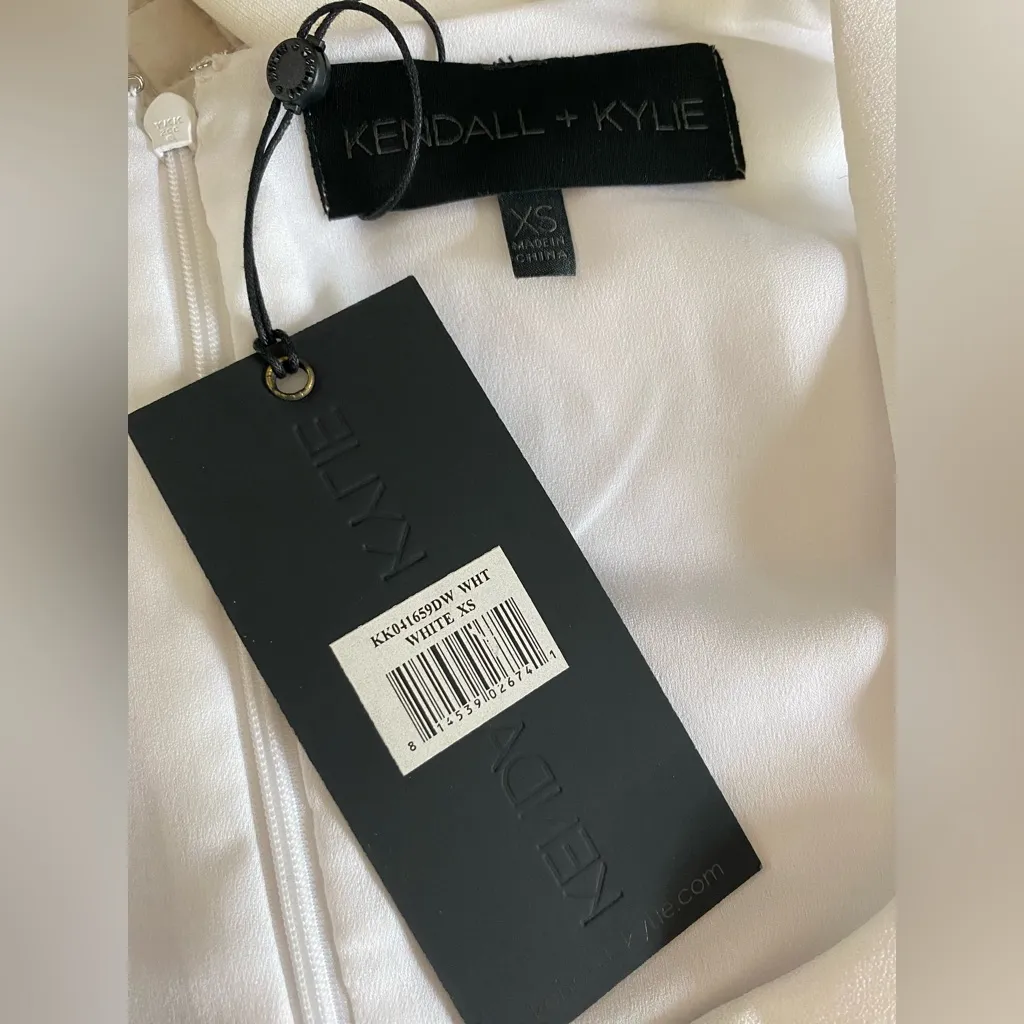 NEW $79 Kendall Kylie White Crepe Square neck Bodycon Dress XS - Image 4