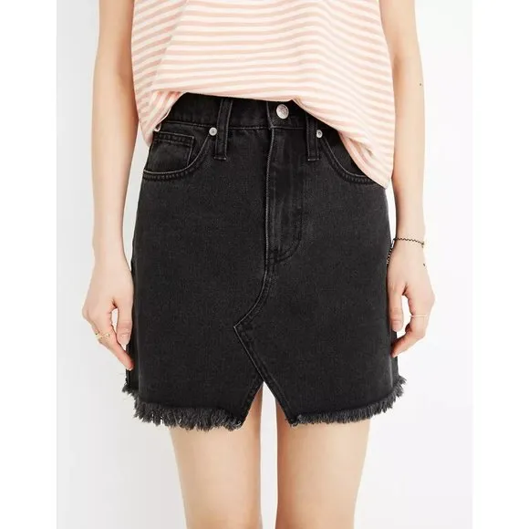 Madewell Black Rigid Denim A-Line Mini Skirt 29 - Image 7