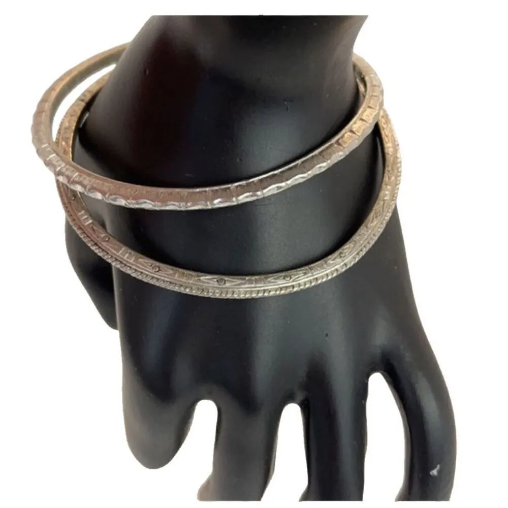 Vintage Trifari silver etched design bangles - Image 2
