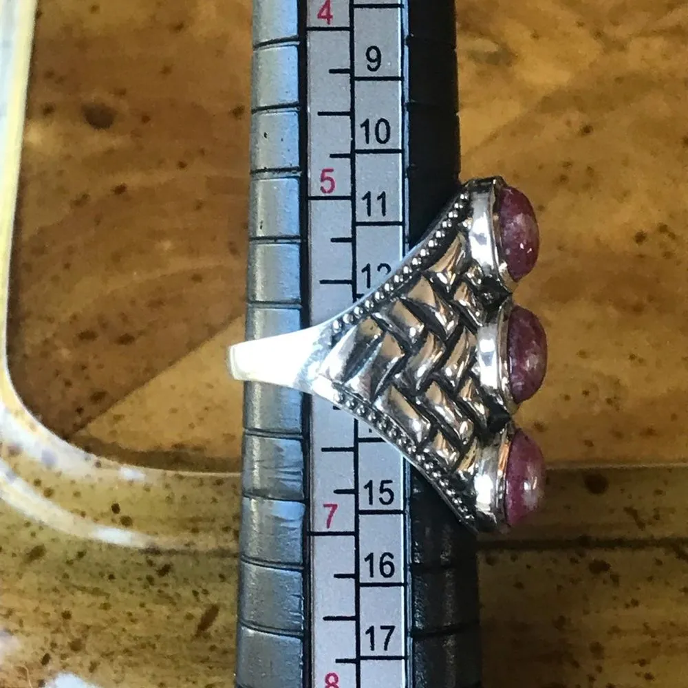 Norwegian Thulite Sterling Silver Ring Size 6 Red - Image 6