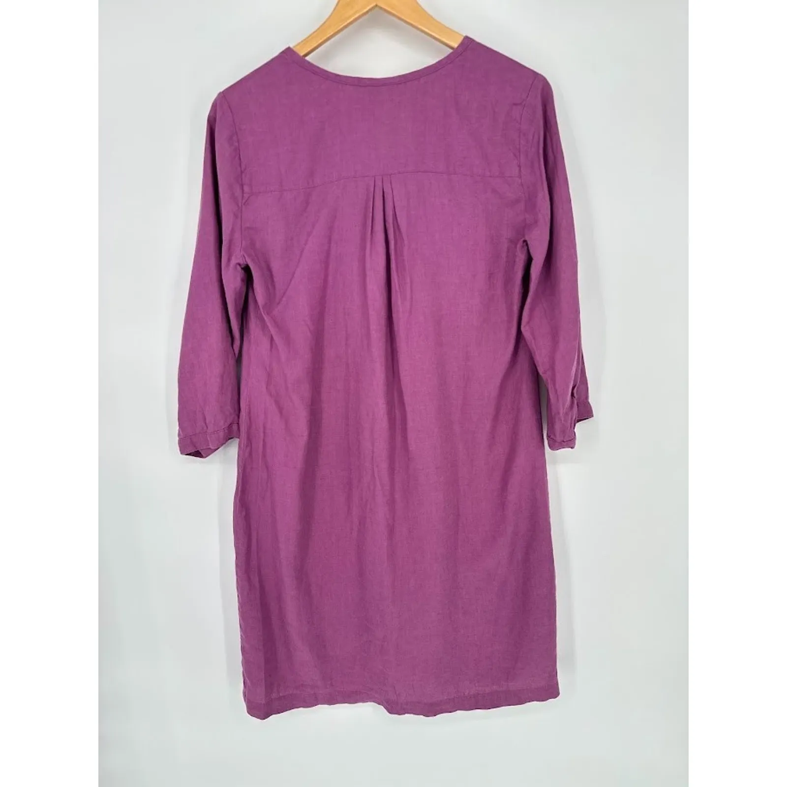 J.Jill Purple Linen Tie Neck Shift Dress Size Small Beach Lagenlook Coastal - Image 5