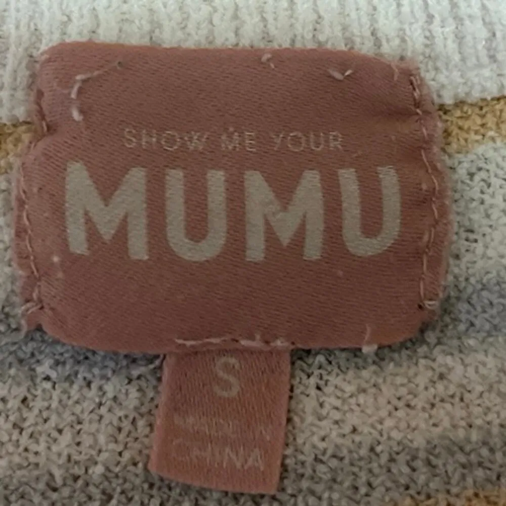 Show Me Your Mumu Multicolor Simple Striped Knit Short Sleeve Sweater Crop Top S - Image 5