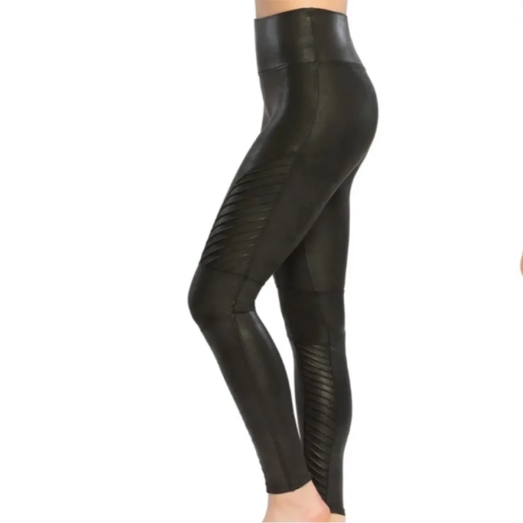 SPANX Black Faux Leather Leggings - Image 9