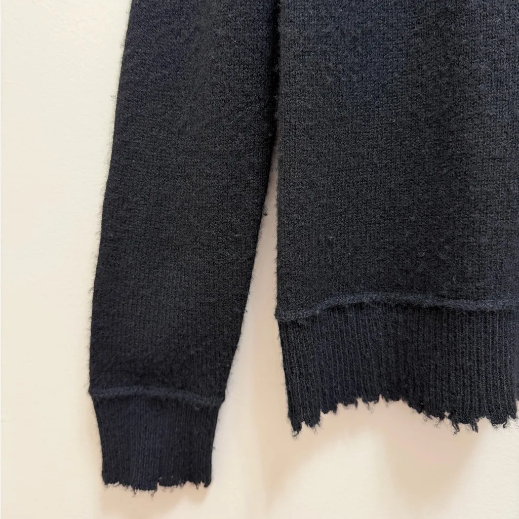 R13 Cashmere Sweater Long Sleeve Mock Neck Distressed Hem Black Size S - Image 6