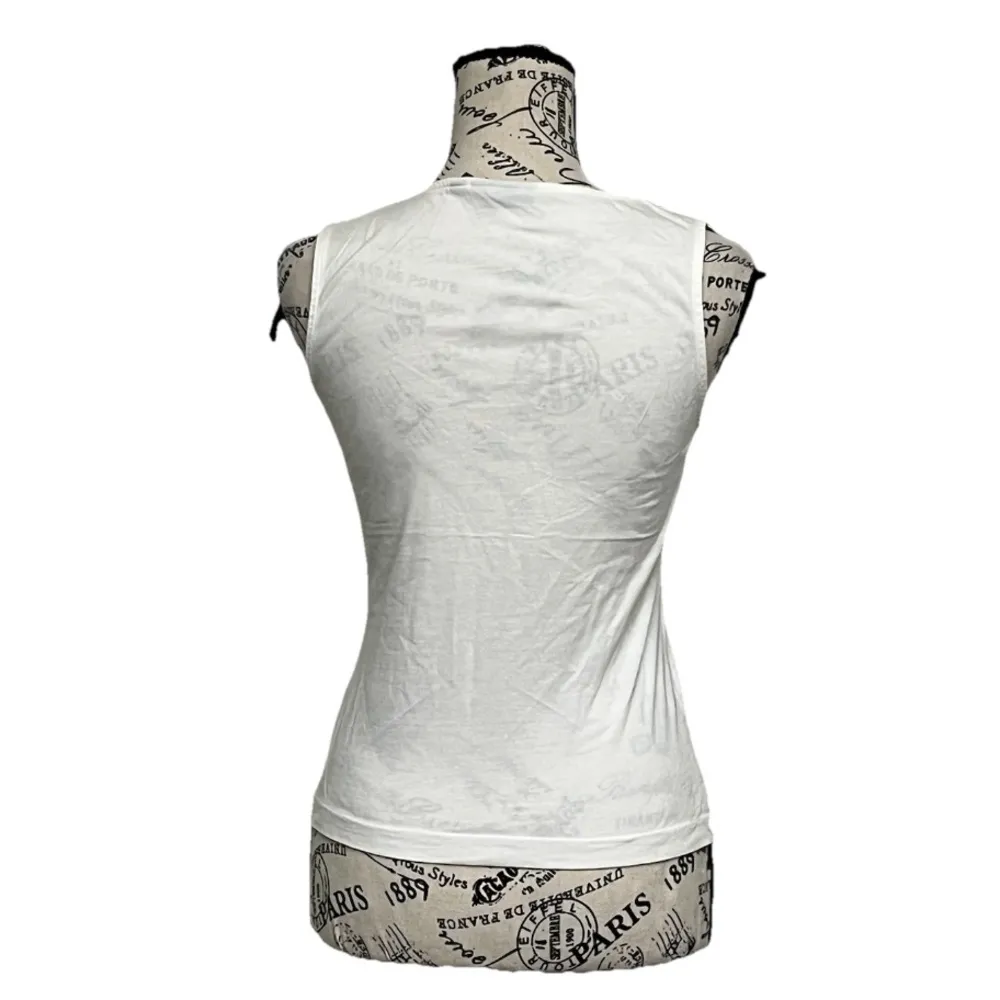 Mexx Cropped Ivory Blouse Sequin Ethereal Preppy Coastal Capsule Beachy Boho XS White - Image 4