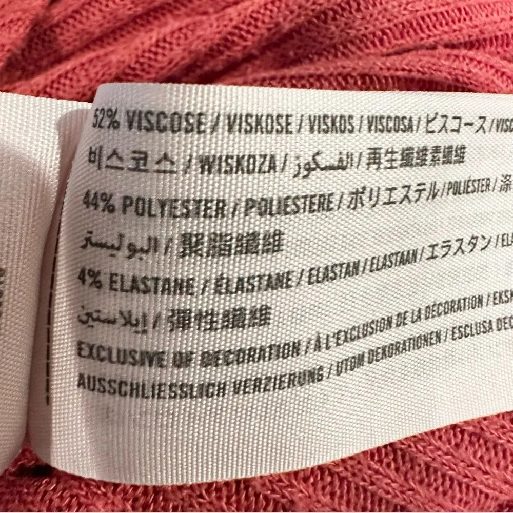 Abercrombie & Fitch Oversized Tie-Front Sweater Women's Small Salmon Ribbed Knit - Image 6