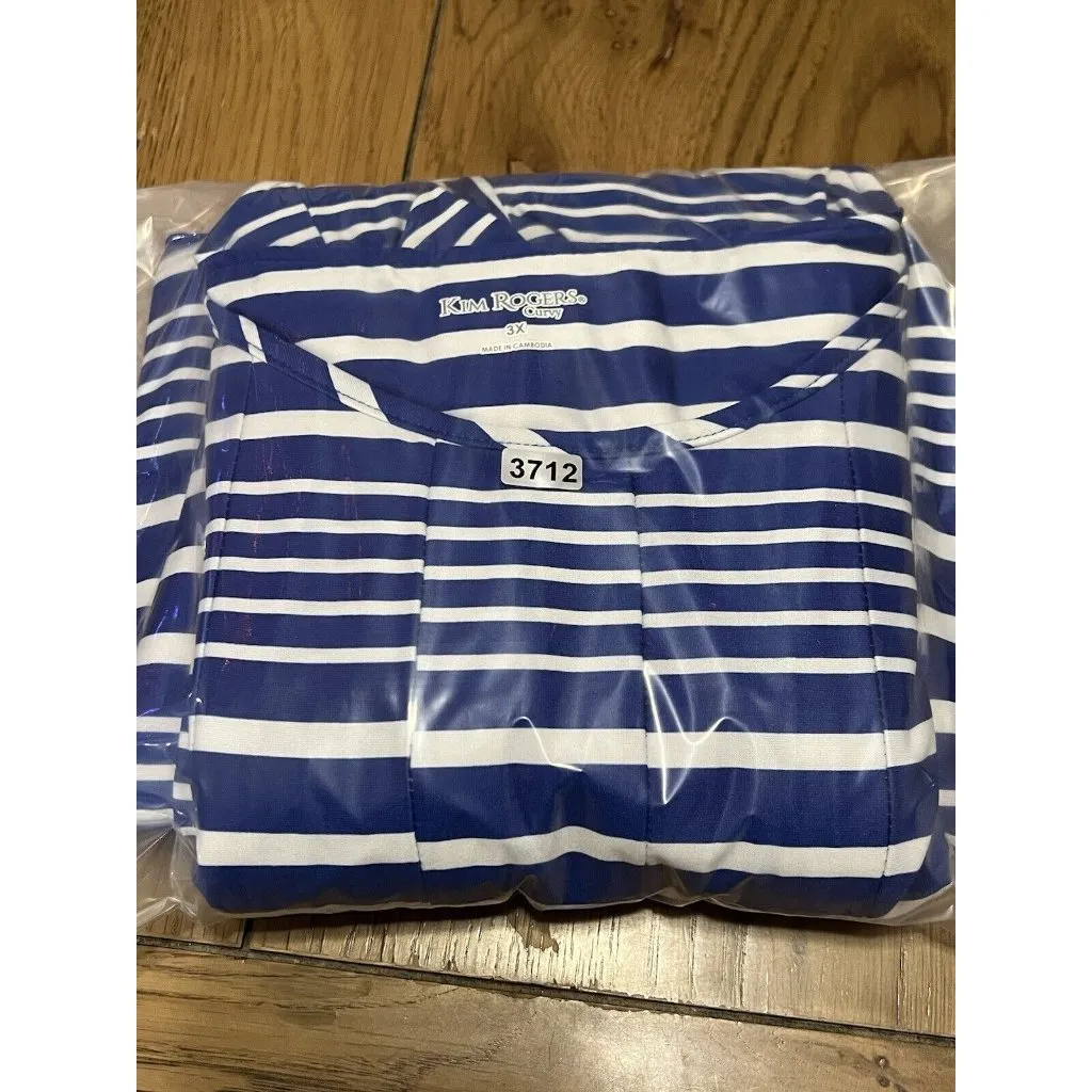 Women's Kim Rogers Curvy Stripe Long Sleeved‎ Dress Size 3X Stretch Loungewear - Image 11