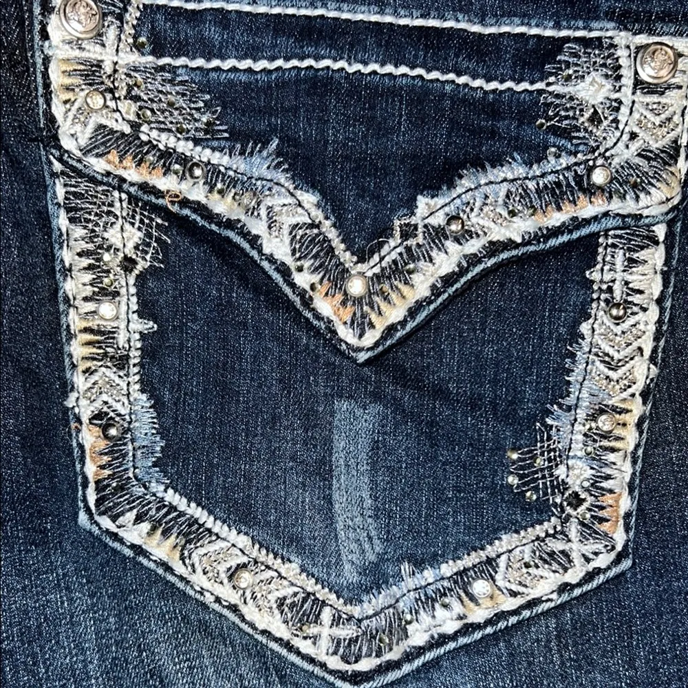 Grace Easy Fit Blue Boot Cut Jeans with Vintage Fade Embellished size 30 - Image 12