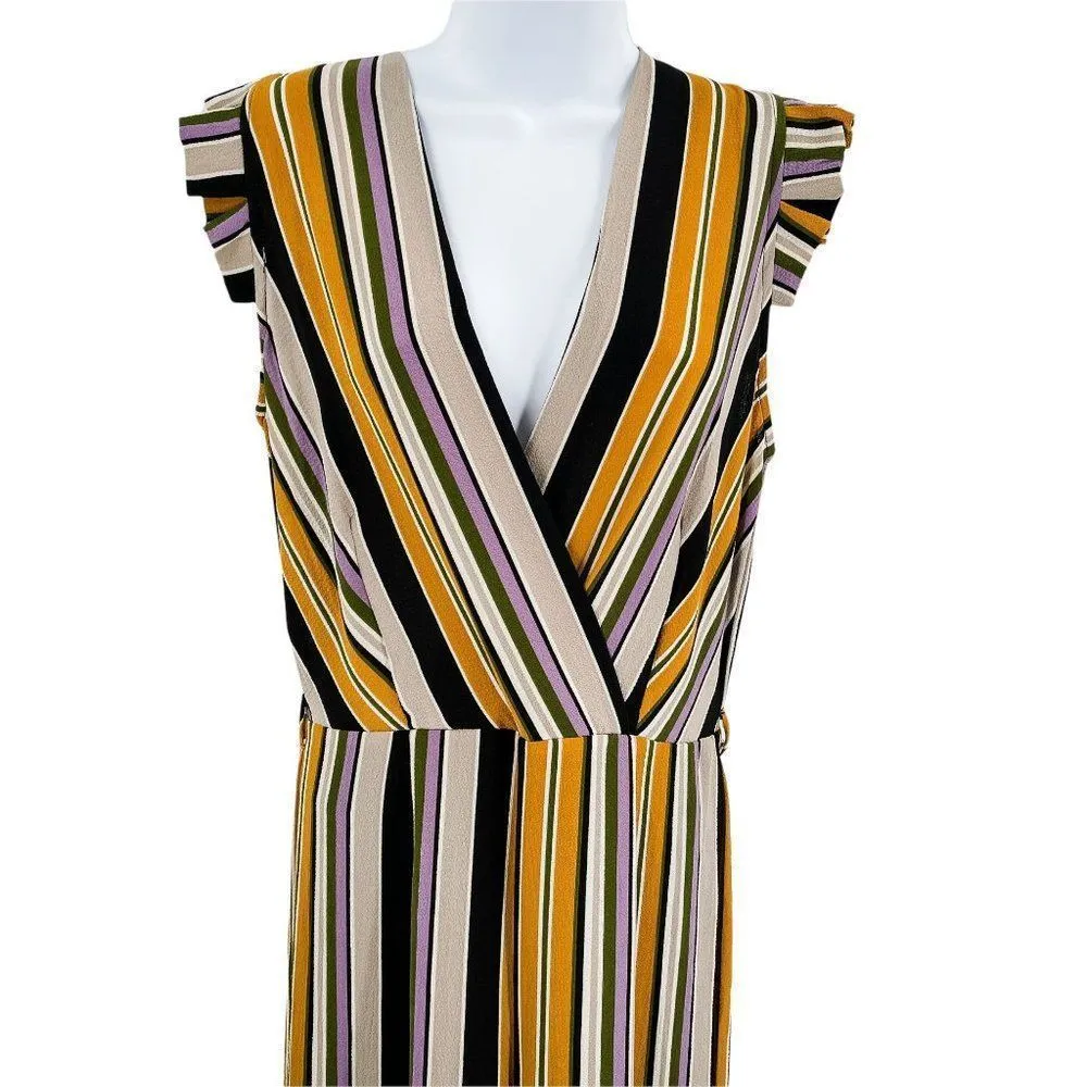 Monteau Striped Short Sleeve Wide Leg Jumpsuit Romper Medium - Image 59