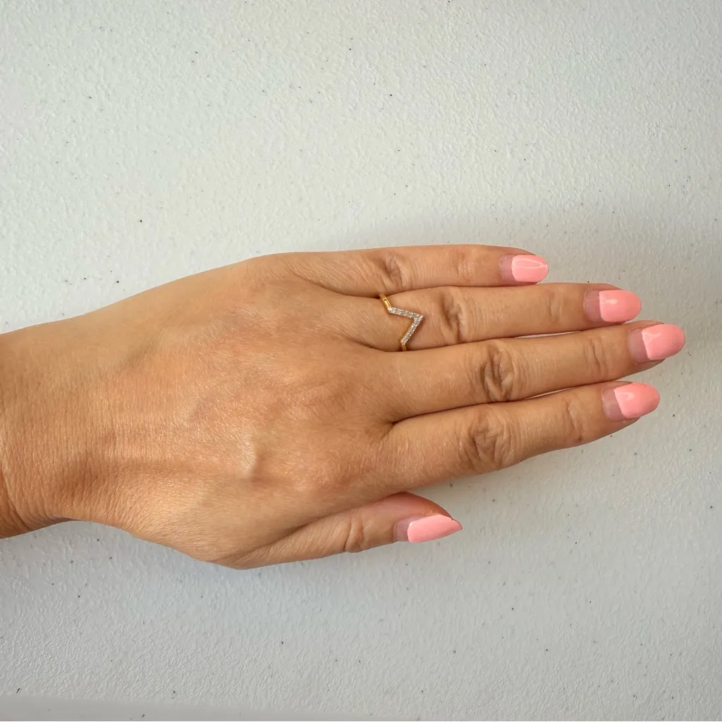 RH Macy’s & Co Gold plated 925 sterling Silver 1/10 carat Diamond Ring size 6 - Image 4