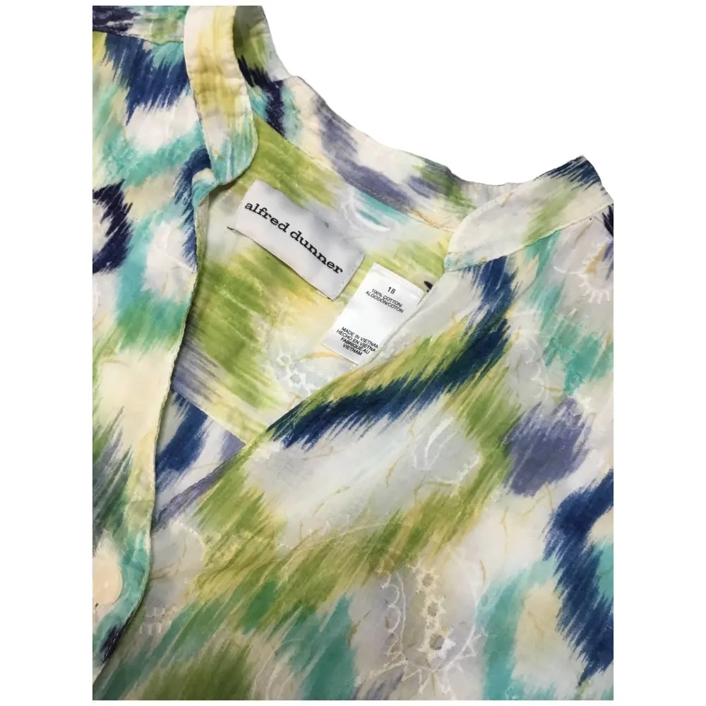 Alfred Dunner Vintage Abstract 3/4 Sleeve Button Down Shoulder Pads 18 Plus - Image 2