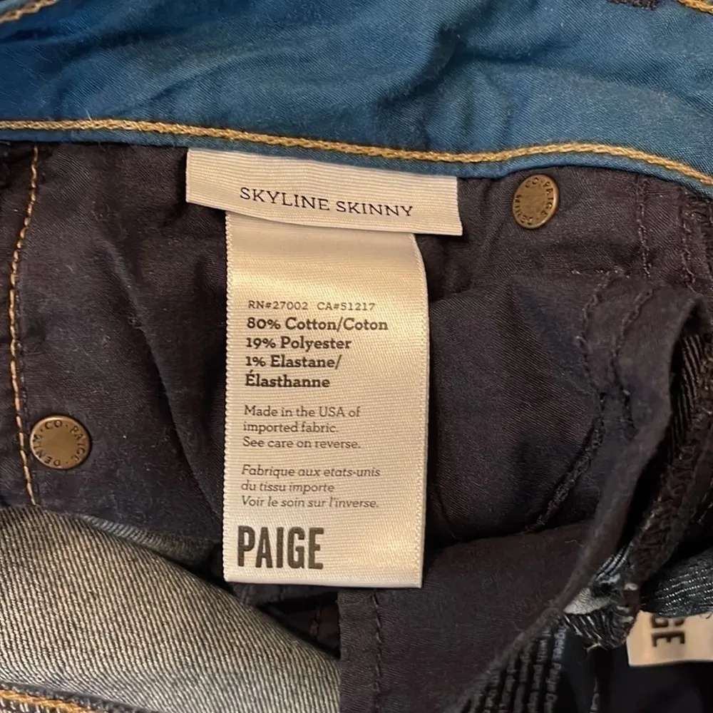 Paige Denim Sz 25 Skyline skinny Mid Rise jeans Straight Leg Anthropologie Dark - Image 10