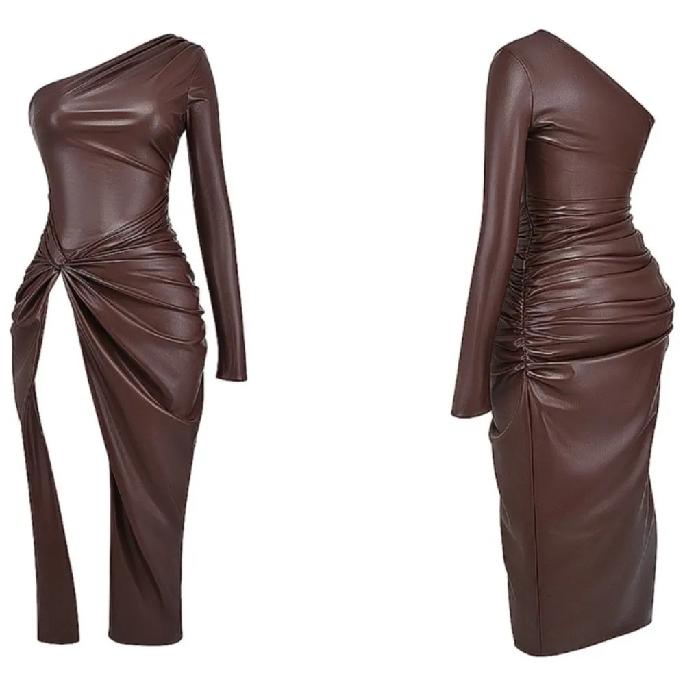 HOUSE OF CB 'Octavia' Cocoa Vegan Leather‎ Maxi Dress NWT size M brown - Image 14
