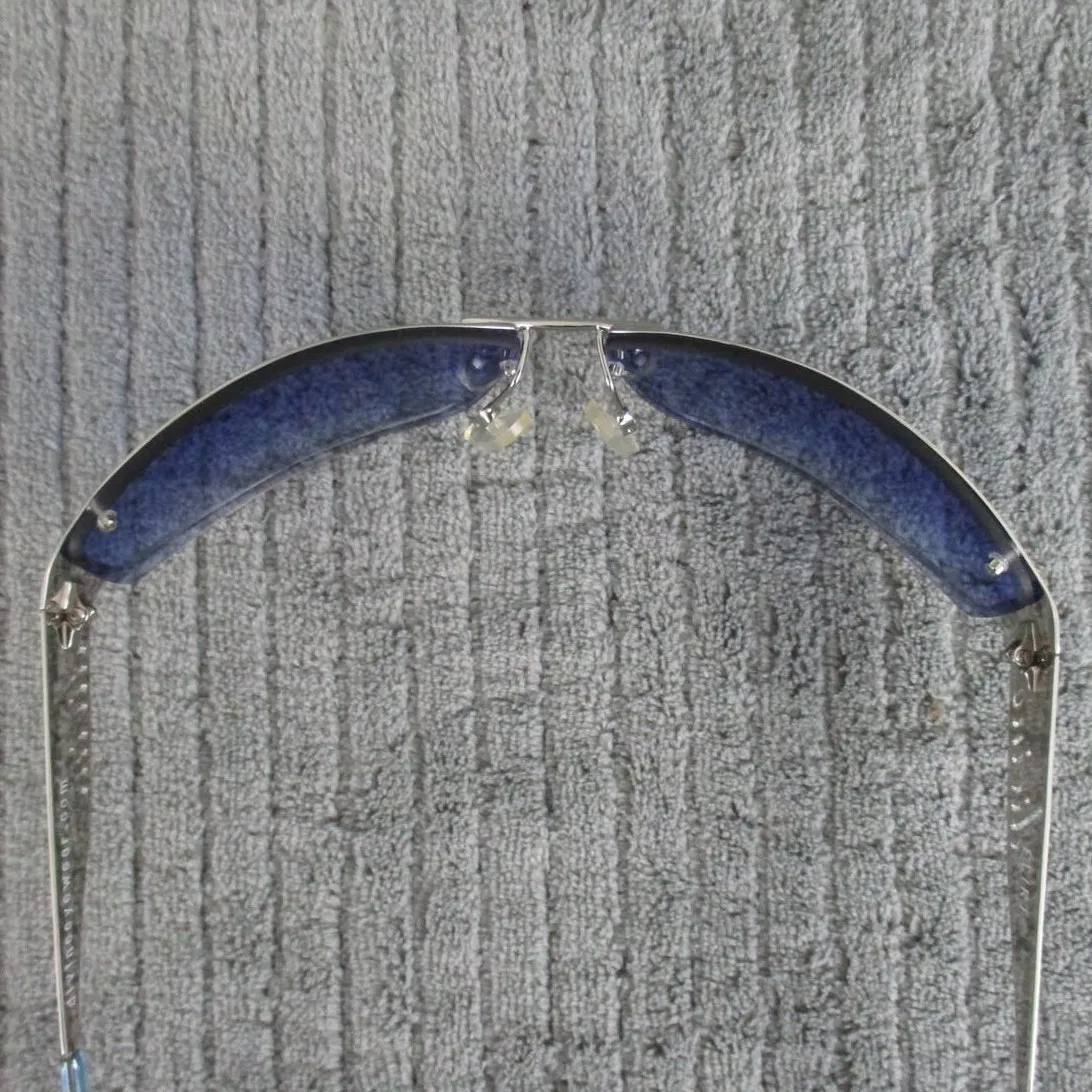 New Divine Eyewear Flirt Chrome/Blue Gradient Sunglasses Women's NWT Silver - Image 6